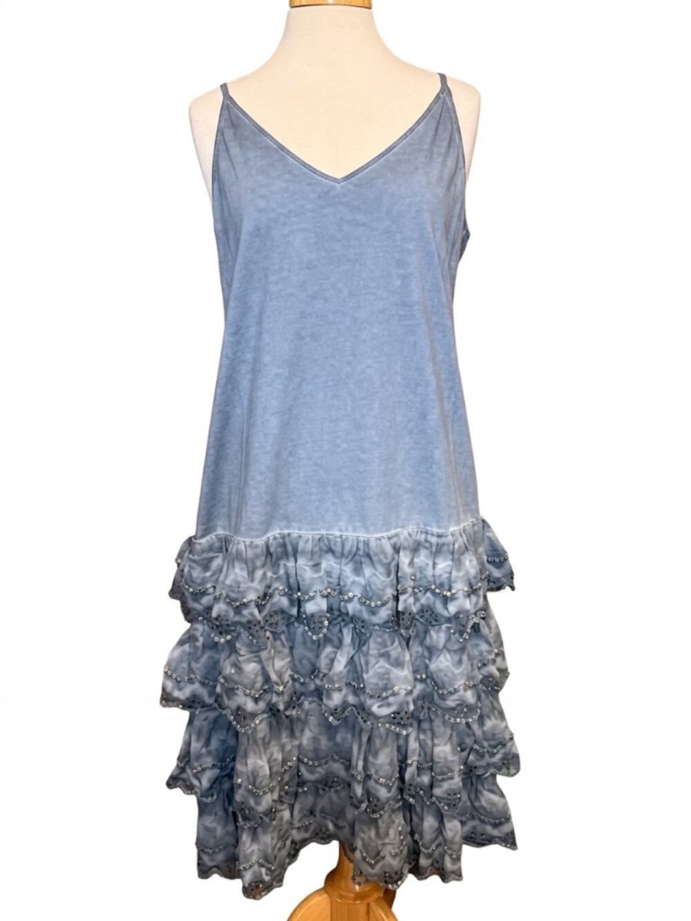 A RARE BIRD,DENIM LACE SLIP DRESS, A STAPLE ALL YEAR ROUND